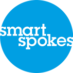 smartspokes rundes Logo mit blauem Hintergrund und weißer Schrift