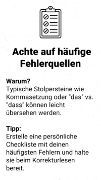 Lektorat-Tipp: Achte auf häufige Fehlerquellen.